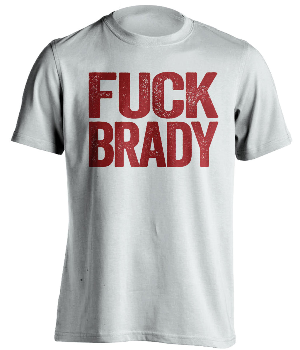 fuck brady red uncensored bold text on white shirt for washington commanders fan