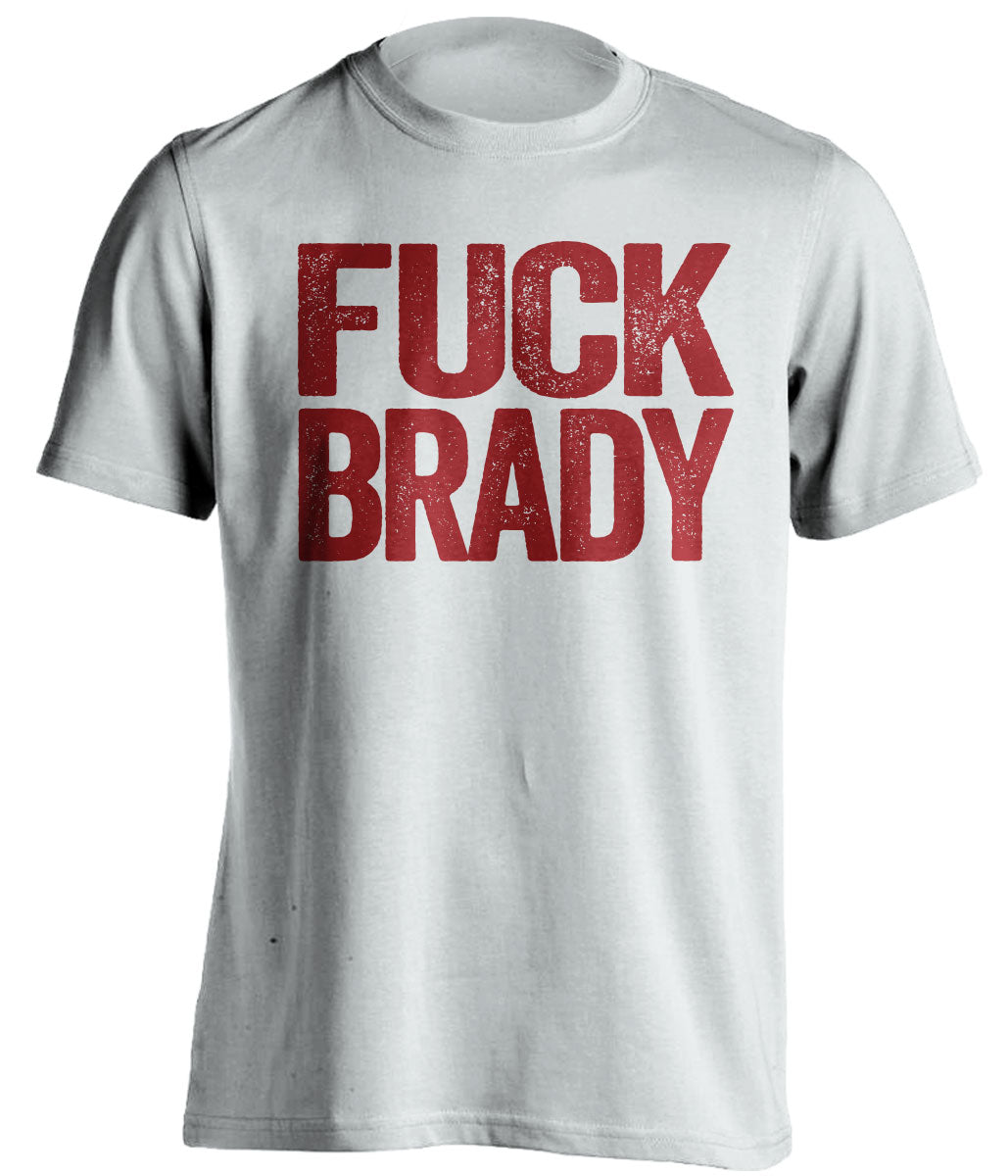 fuck brady red uncensored bold text on white shirt for washington commanders fan