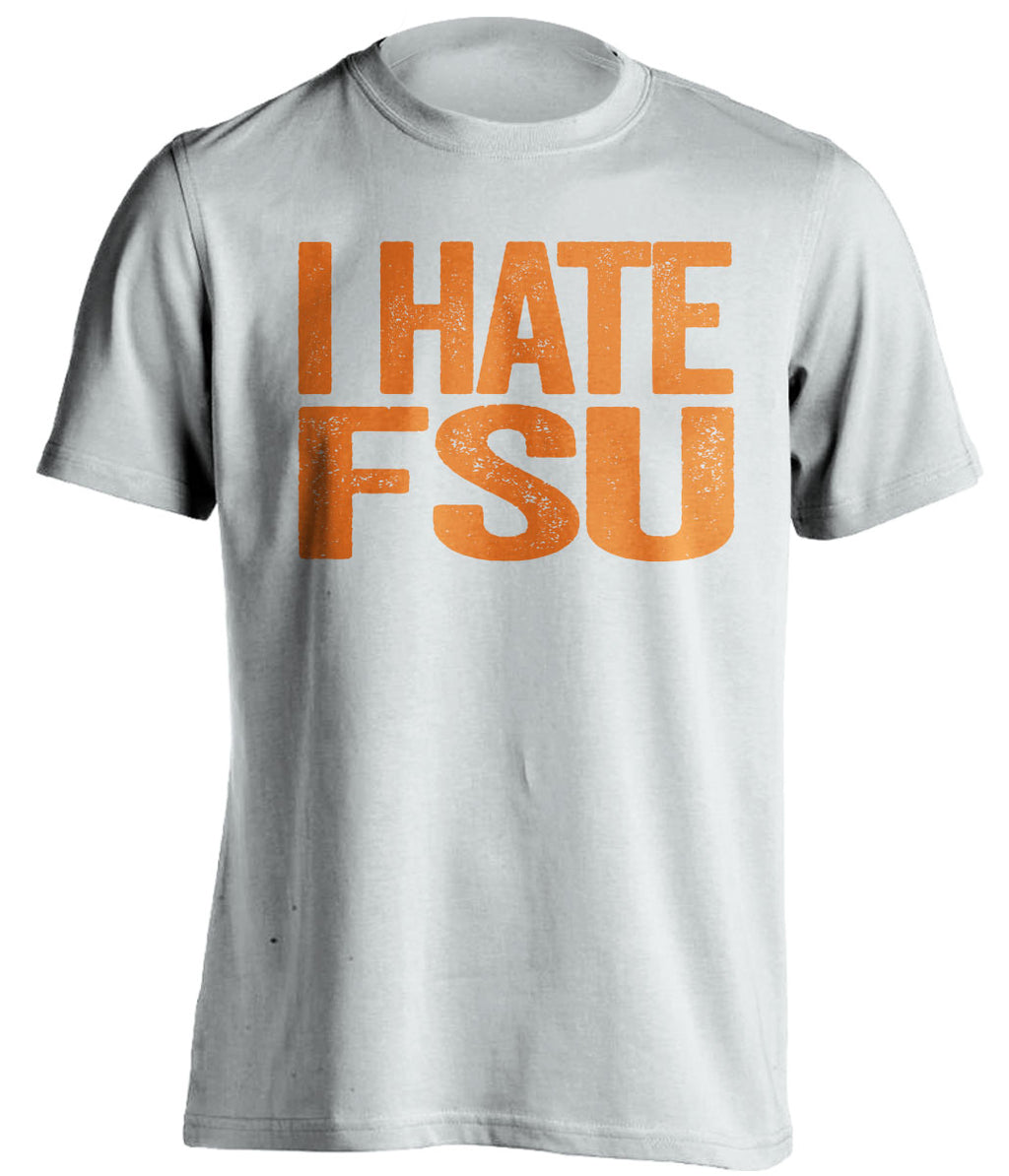 i hate fsu white tshirt for miami hurricanes fans haters tee