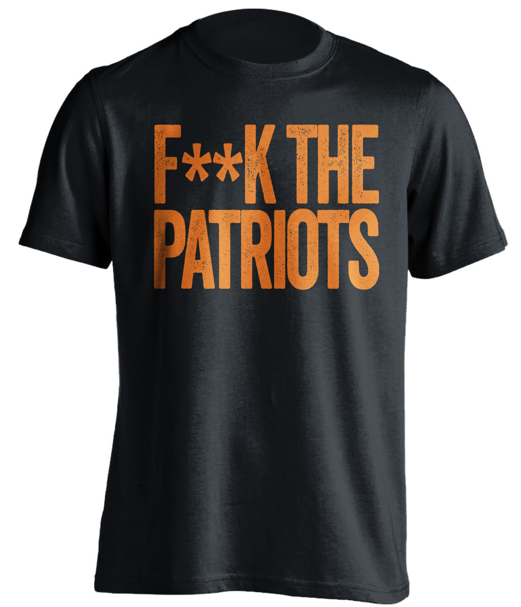 FUCK THE PATRIOTS - Patriots Haters Shirt - Brown and Orange Version - Text Design - Beef Shirts