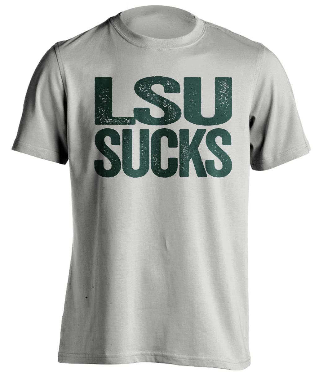 lsu sucks tee tulane green wave fan grey shirt