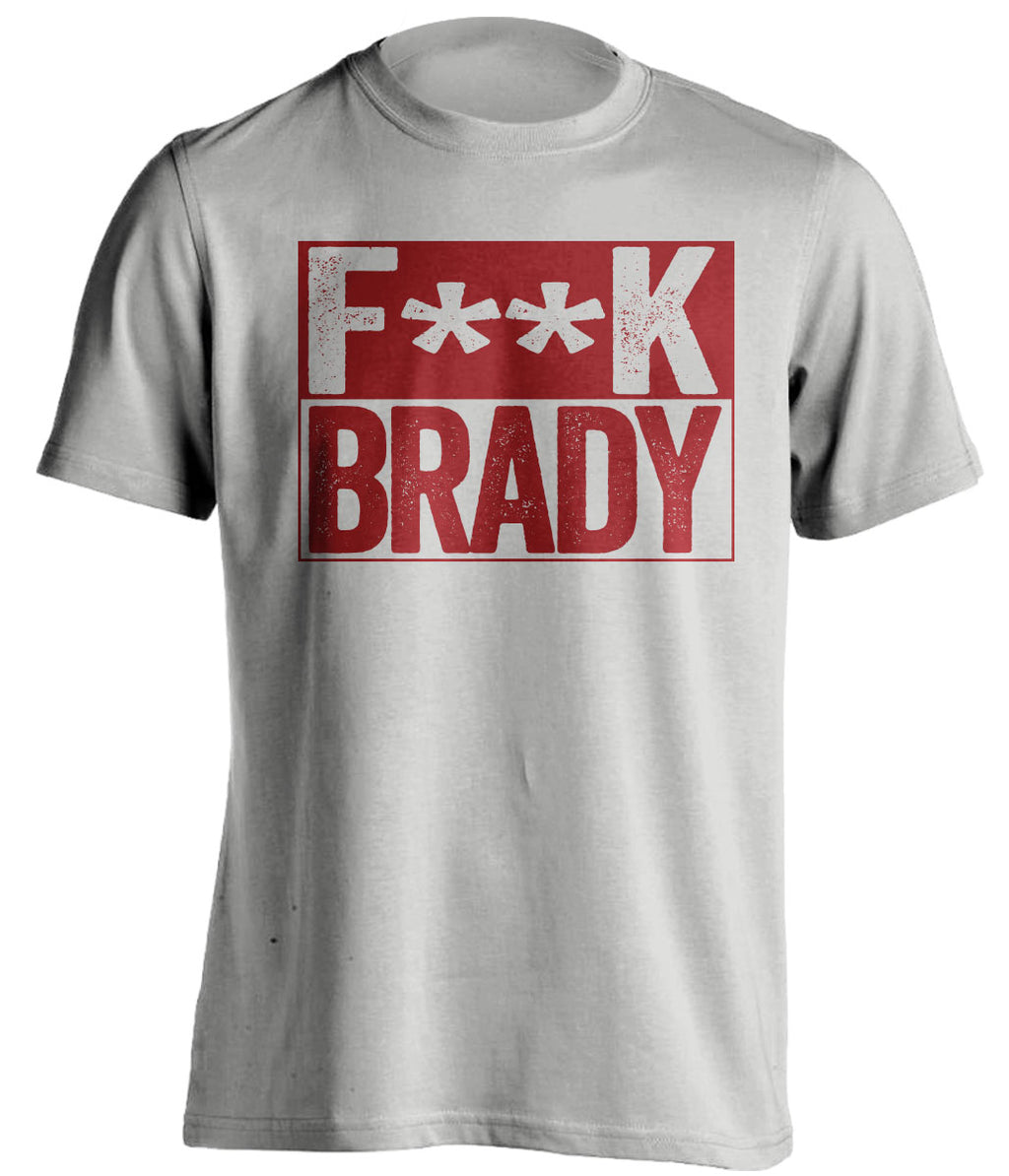 fuck brady red censored text on grey shirt for washington commanders fan