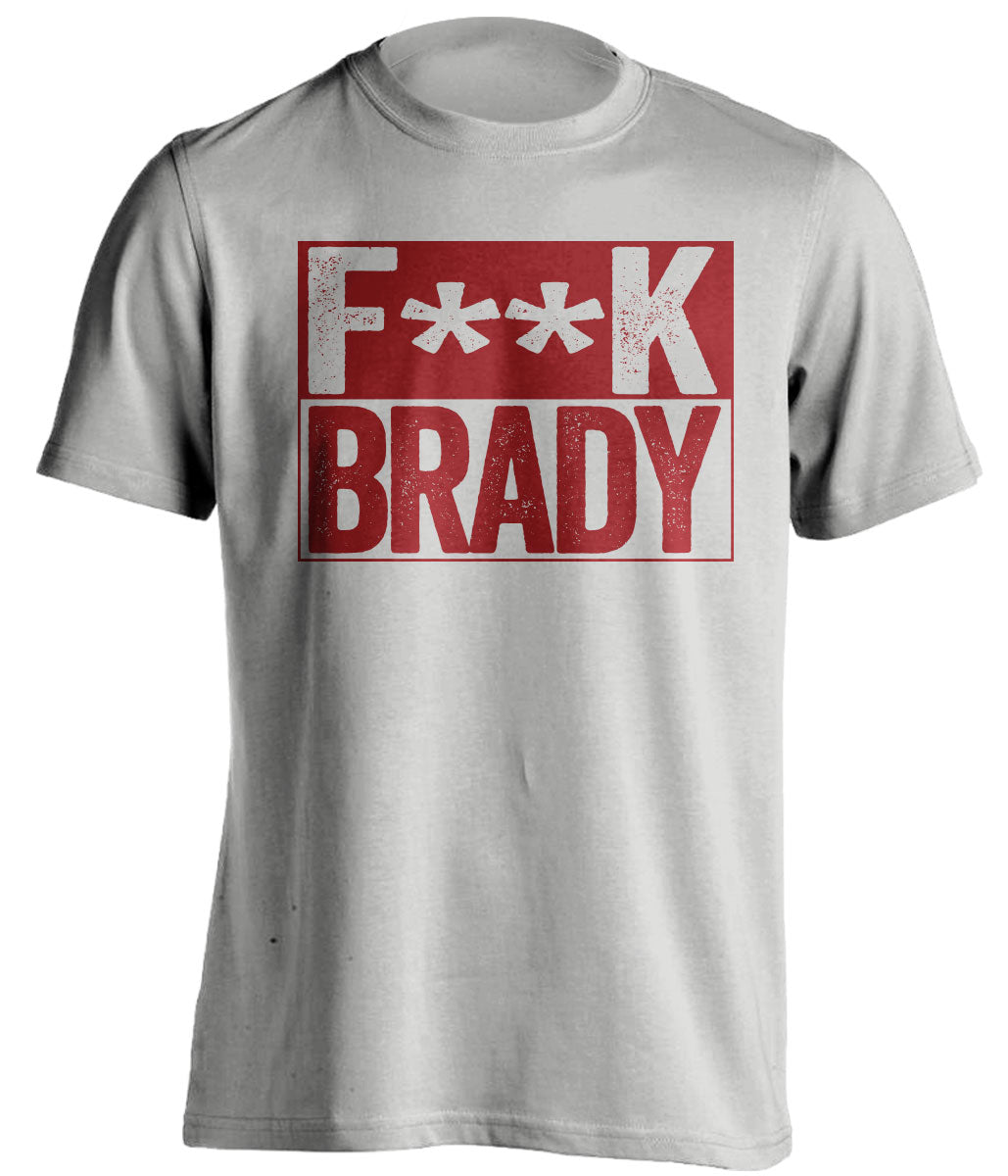 fuck brady red censored text on grey shirt for washington commanders fan