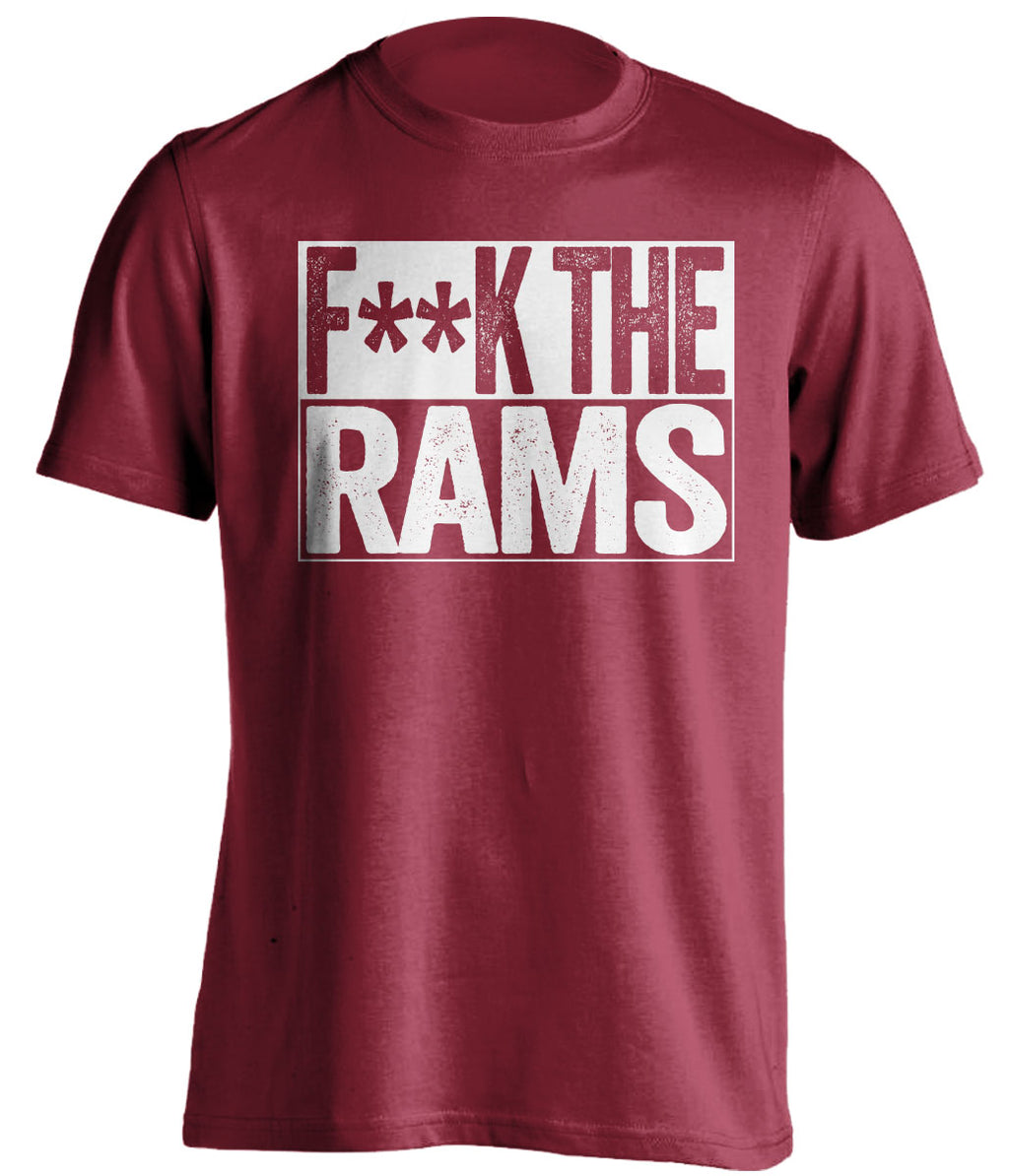 F*ck the Rams two-tone red shirt in Arizona Cardinals colors - NFC West rivalry tee for Cardinals fans and the Red Sea