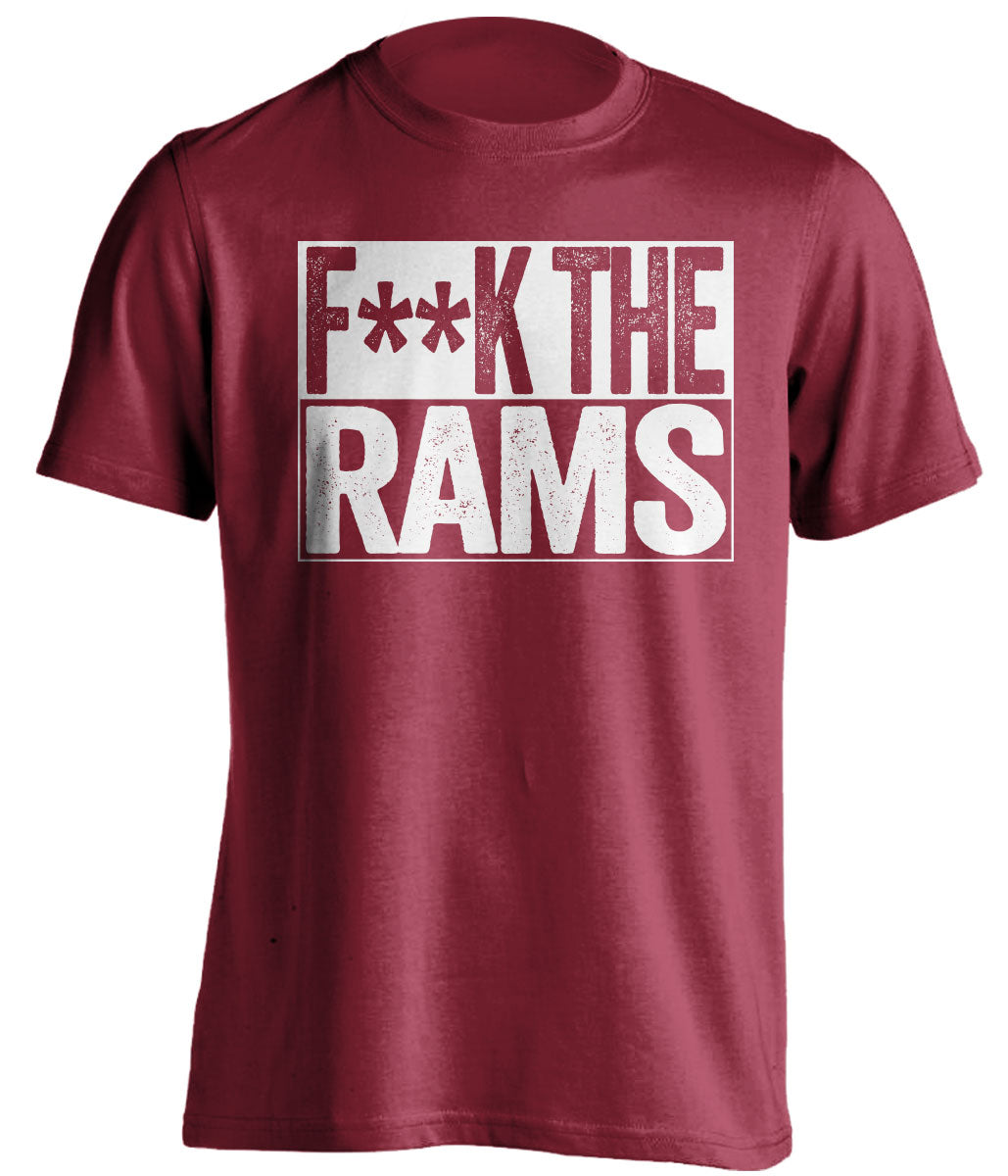 F*ck the Rams two-tone red shirt in Arizona Cardinals colors - NFC West rivalry tee for Cardinals fans and the Red Sea