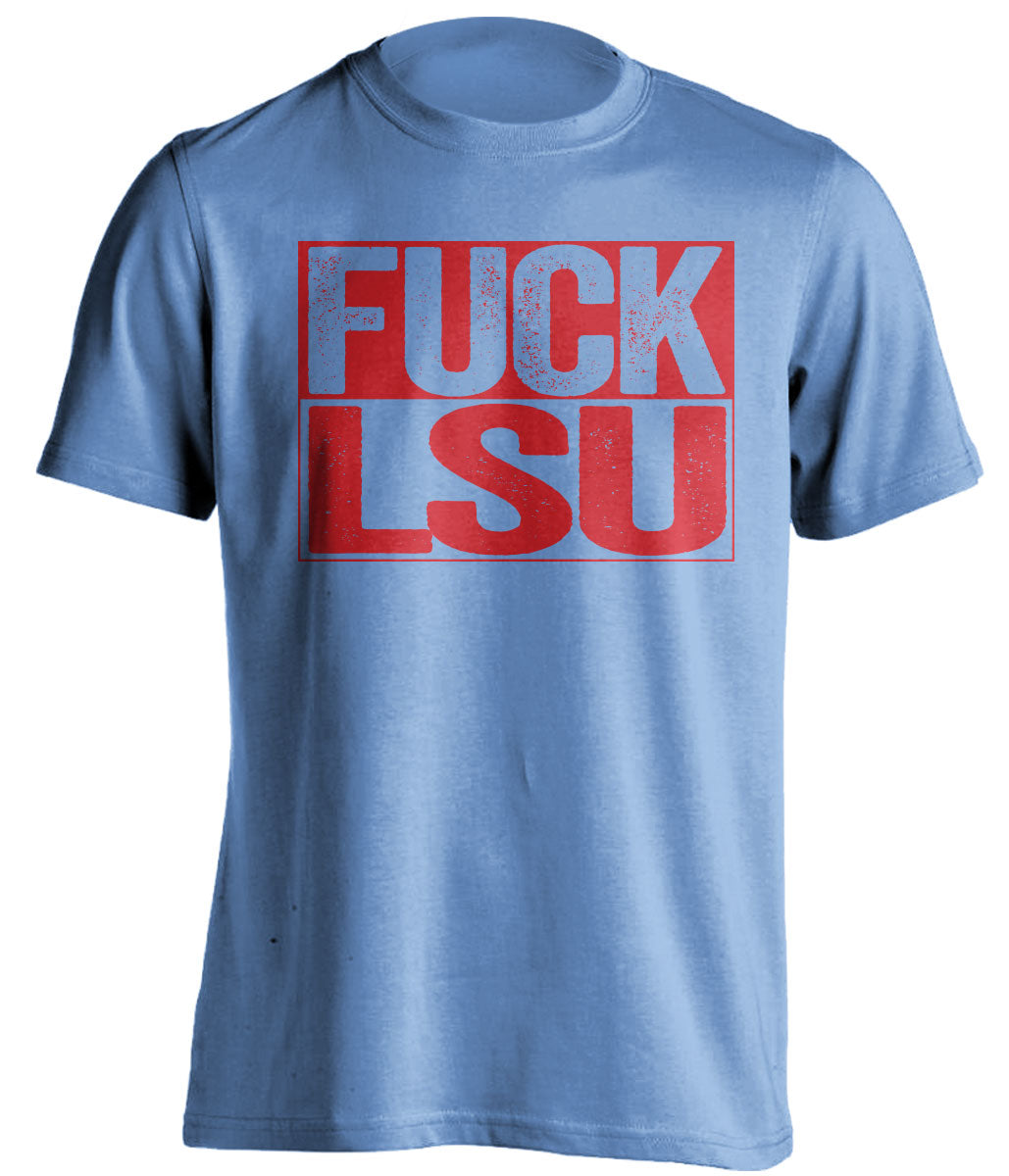 fuck lsu ole miss rebels fan baby blue shirt