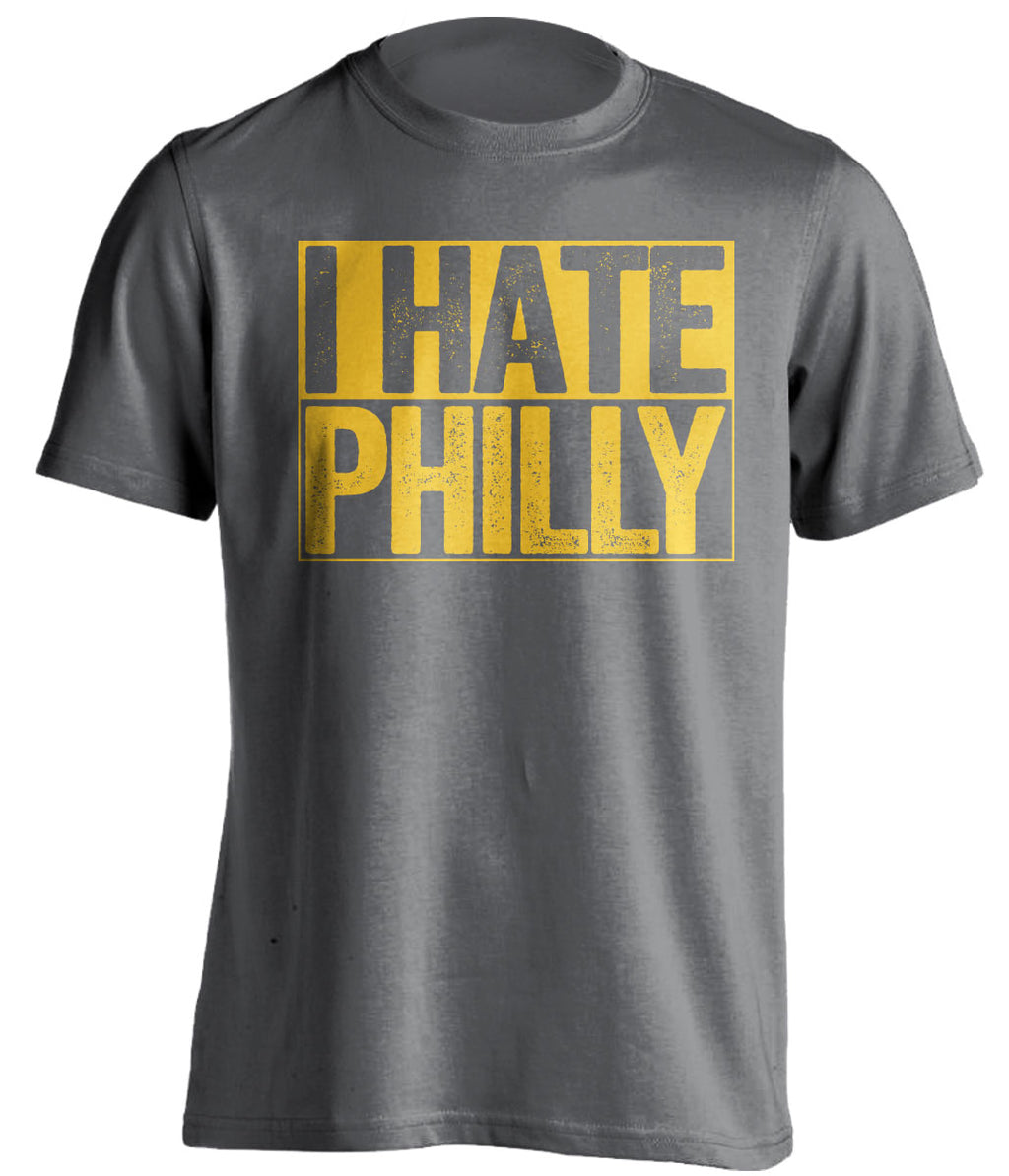 grey shirt that says i hate philly for pittsburgh sports fans