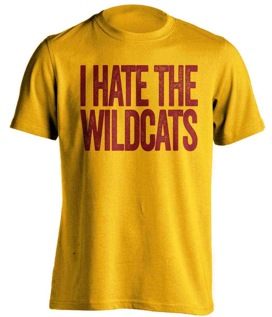 i hate the wildcats asu arizona state sun devils fan gold tshirt