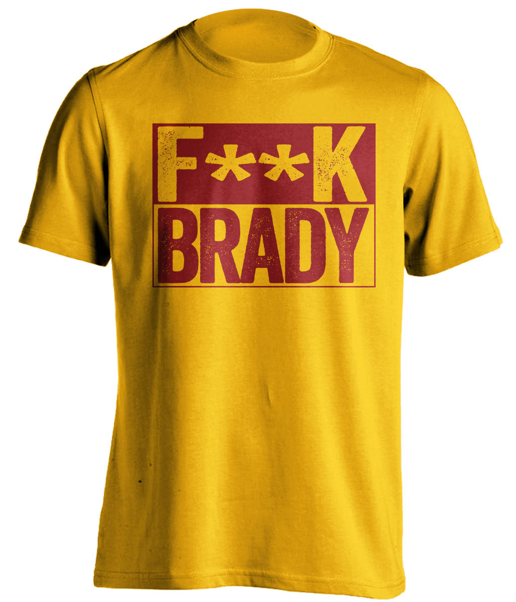 fuck brady red censored text on gold shirt for washington commanders fan