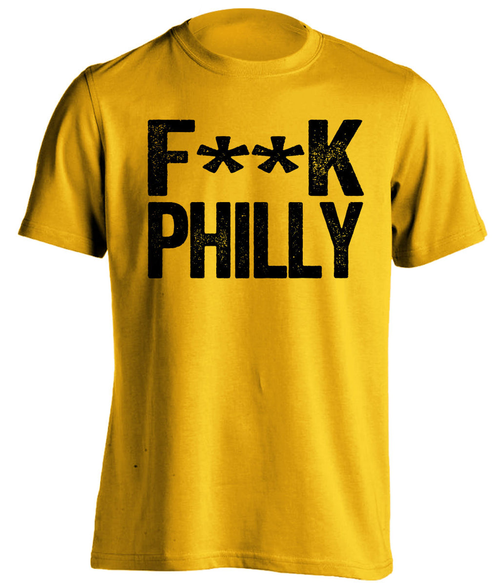 censored gold tshirt that says fuck philly for pittsburgh sports fans