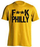 censored gold tshirt that says fuck philly for pittsburgh sports fans