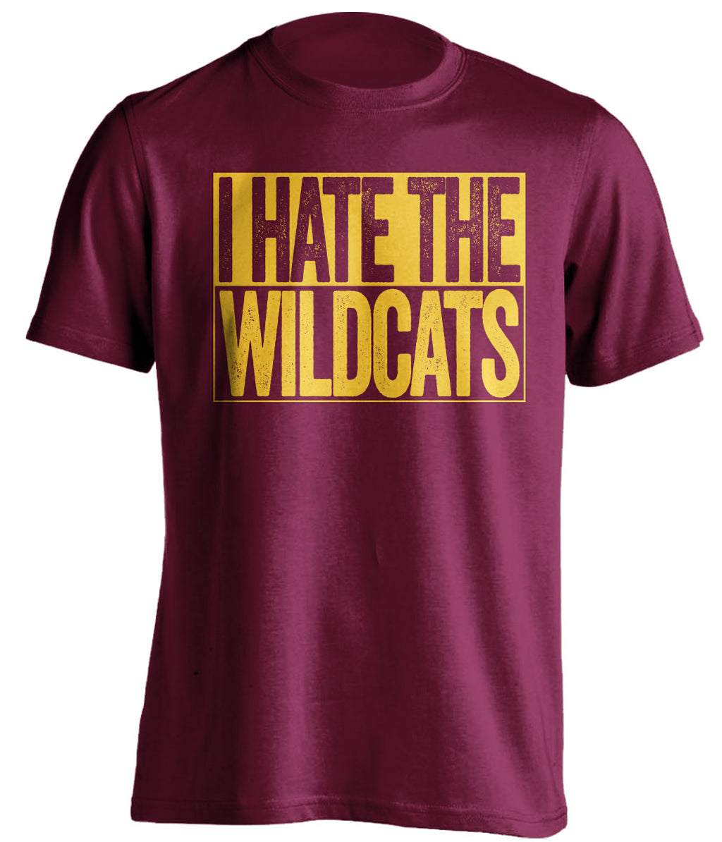 i hate the wildcats asu arizona state sun devils fan maroon shirt