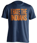 i hate the indians detroit tigers fan blue tshirt