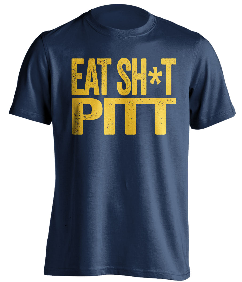 eat shit pitt censored blue tshirt backyard brawl wvu west virginia mountaineers fan
