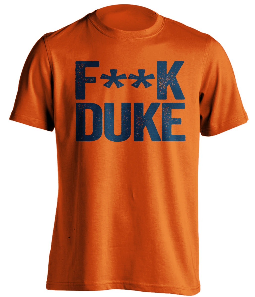 Fuck Duke Statement Tee censored navy orange Shirt for UVA Cavaliers Fans by Beef Shirts