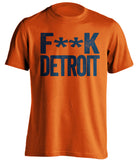 fuck detroit censored orange tshirt for chicago bears fan gameday haters tee