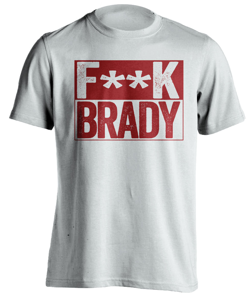 fuck brady red censored text on white shirt for washington commanders fan