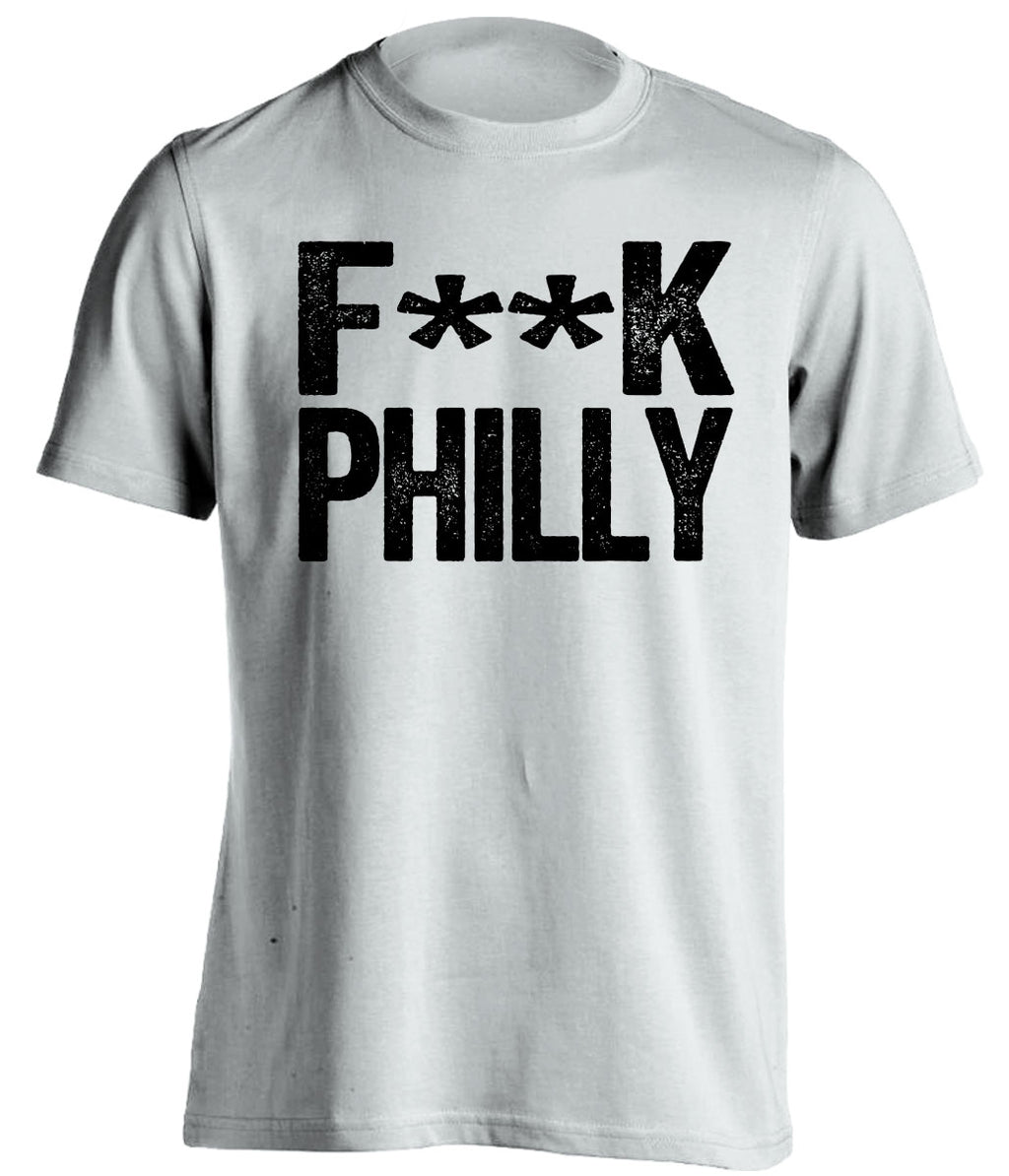 censored white tshirt that says fuck philly for pittsburgh sports fans
