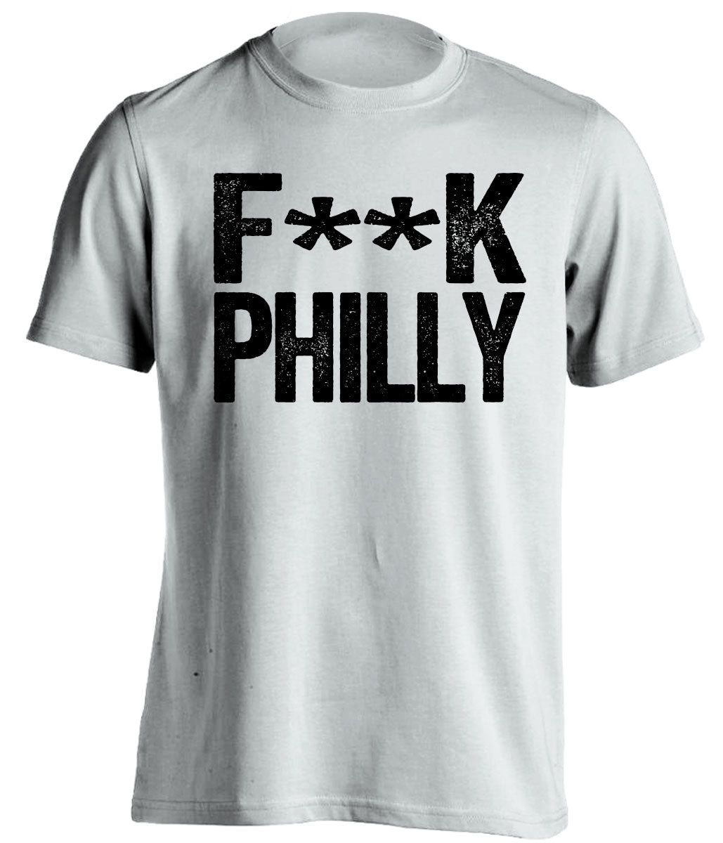 censored white tshirt that says fuck philly for pittsburgh sports fans