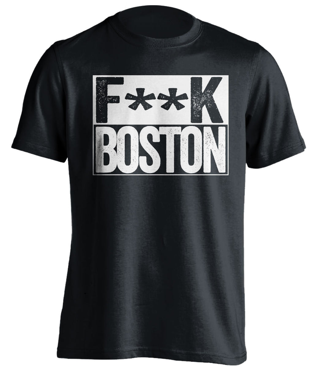 Fuck Boston - Boston Haters Shirt - Navy and White - Box Design - Beef Shirts