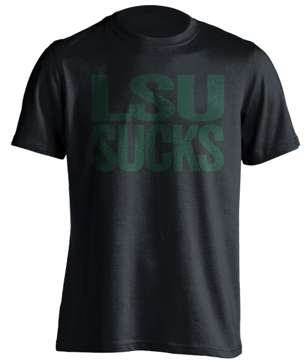 lsu sucks tee tulane green wave fan black shirt