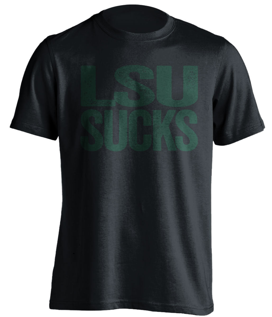 lsu sucks tee tulane green wave fan black shirt