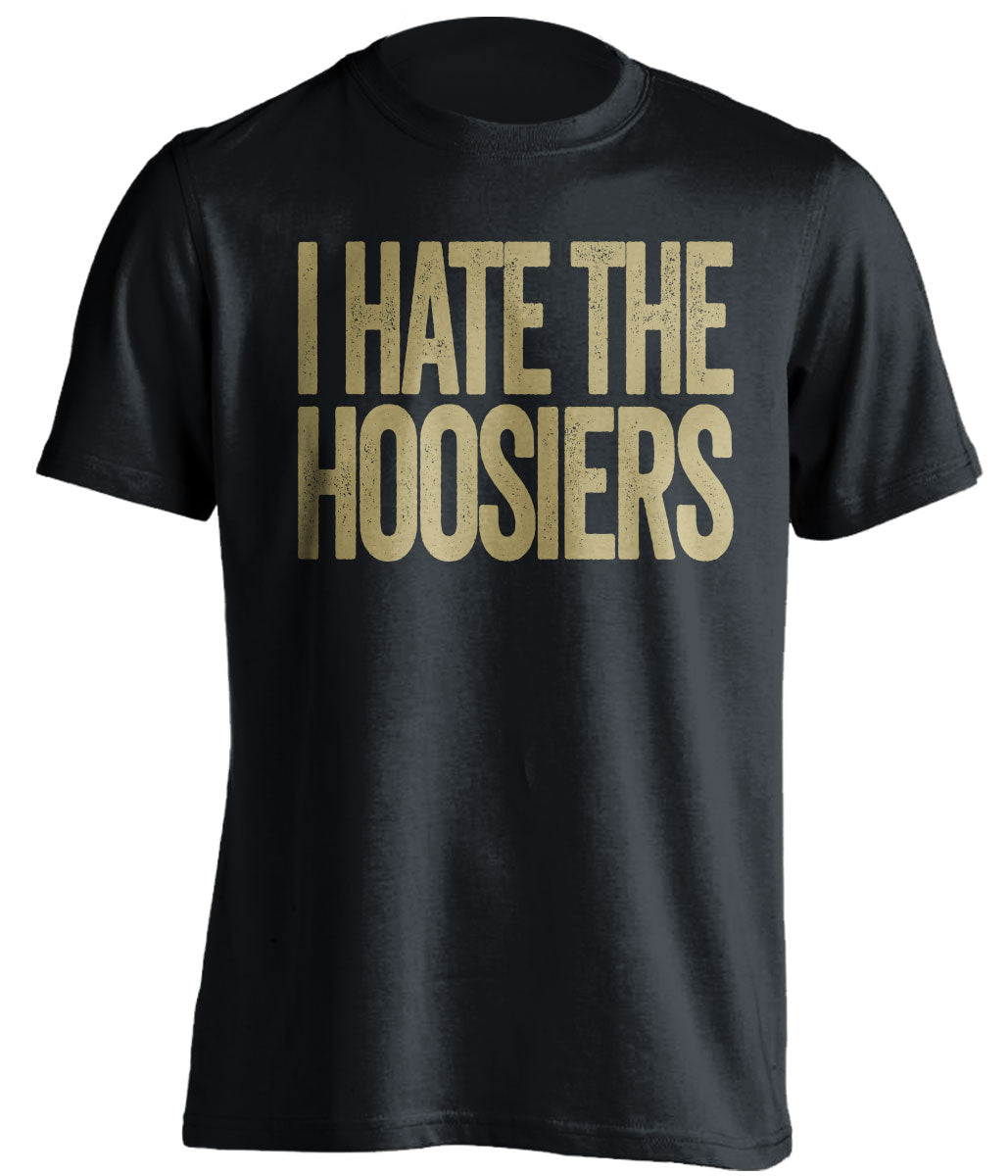 I Hate the Hoosiers Statement black Tee for Purdue Boilermakers Fans by Beef Shirts
