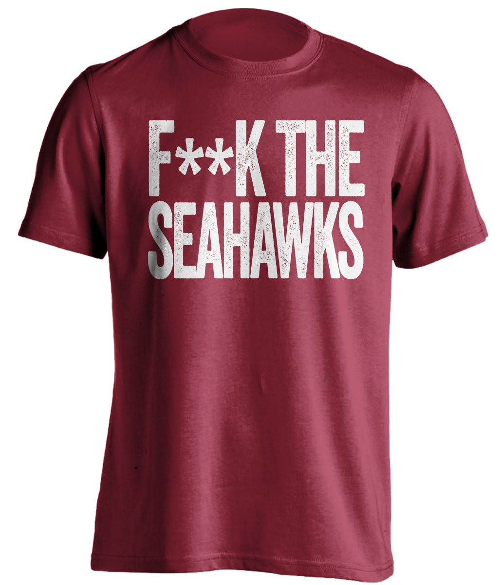 F*ck the Seahawks bold text red t-shirt for Arizona Cardinals fans - NFL rivalry shirt against Seattle