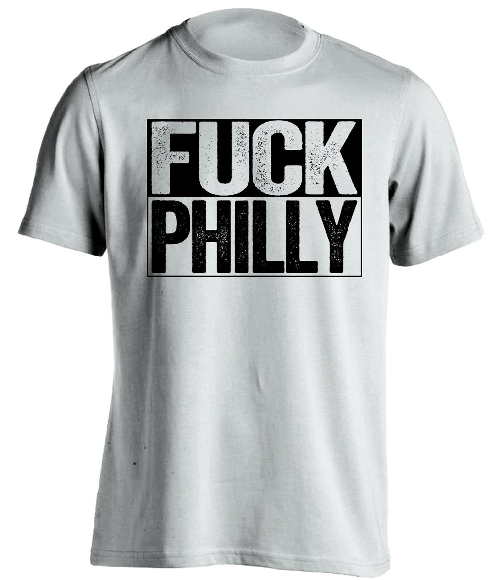 uncensored white shirt that says fuck philly for pittsburgh sports fans