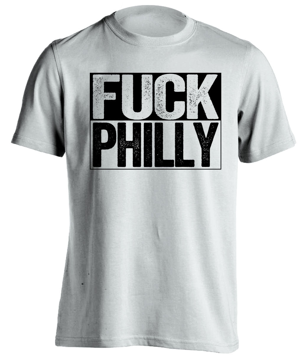 uncensored white shirt that says fuck philly for pittsburgh sports fans