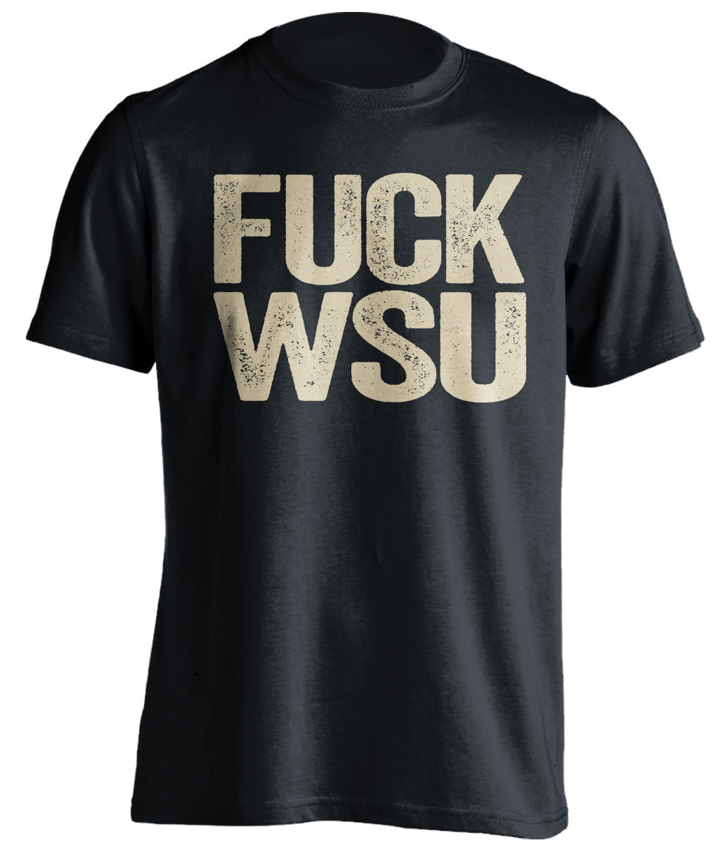 FUCK WSU - Washington Huskies Fan T-Shirt - Text Design - Beef Shirts