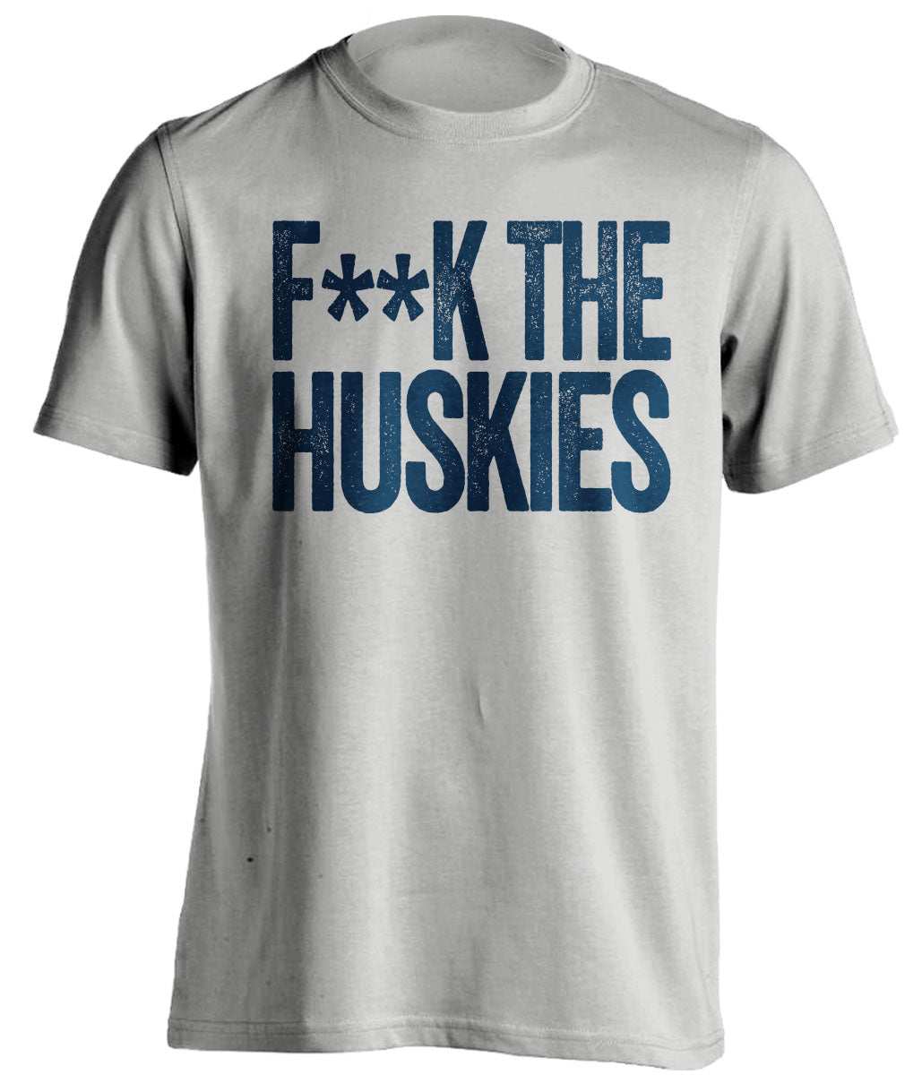 fuck the huskies gonzaga bulldogs fan grey tshirt censored