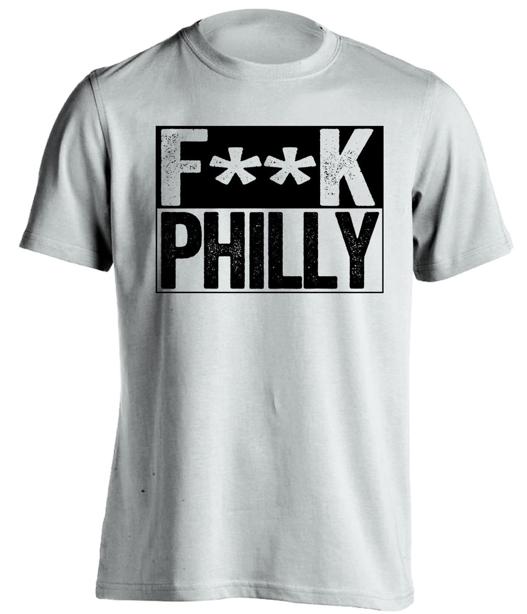 censored white shirt that says fuck philly for pittsburgh sports fans