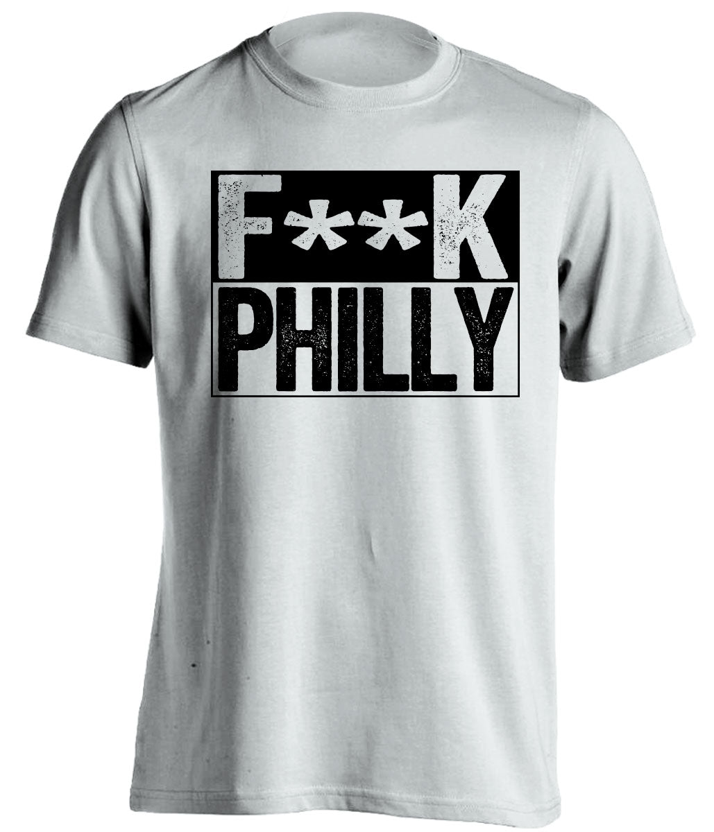 censored white shirt that says fuck philly for pittsburgh sports fans