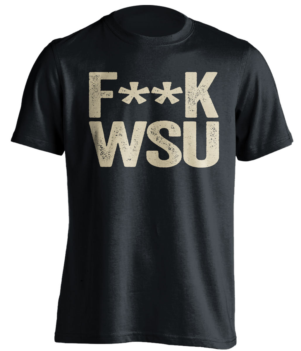 FUCK WSU - Washington Huskies Fan T-Shirt - Text Design - Beef Shirts
