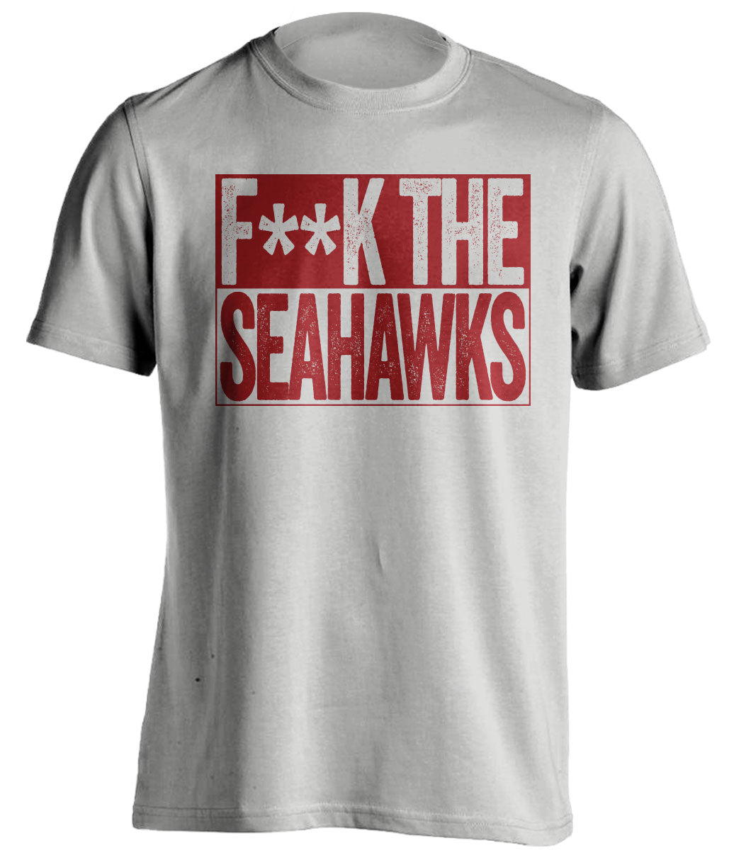 F*ck the Seahawks two-tone grey shirt in Arizona Cardinals colors - NFC West rivalry tee for Cardinals fans and the Red Sea