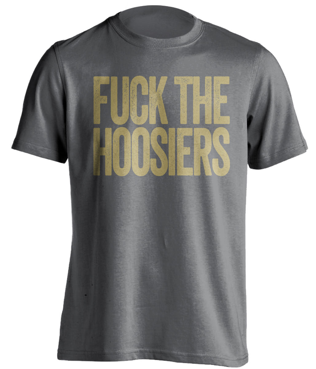 Fuck the Hoosiers Statement Tee Uncensored grey Shirt for Purdue Boilermakers Fans Shirt by Beef Shirts