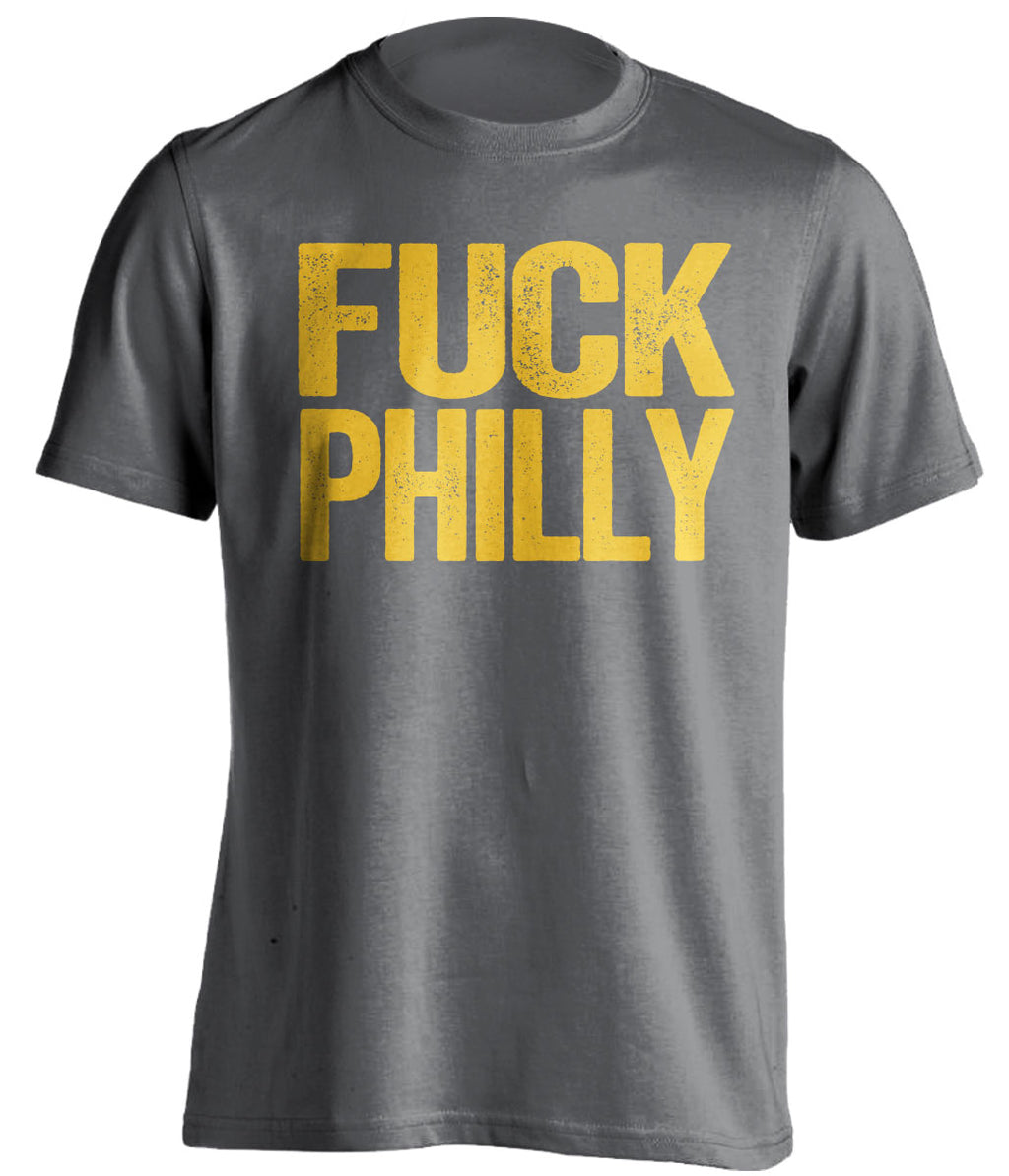 uncensored grey tshirt that says fuck philly for pittsburgh sports fans
