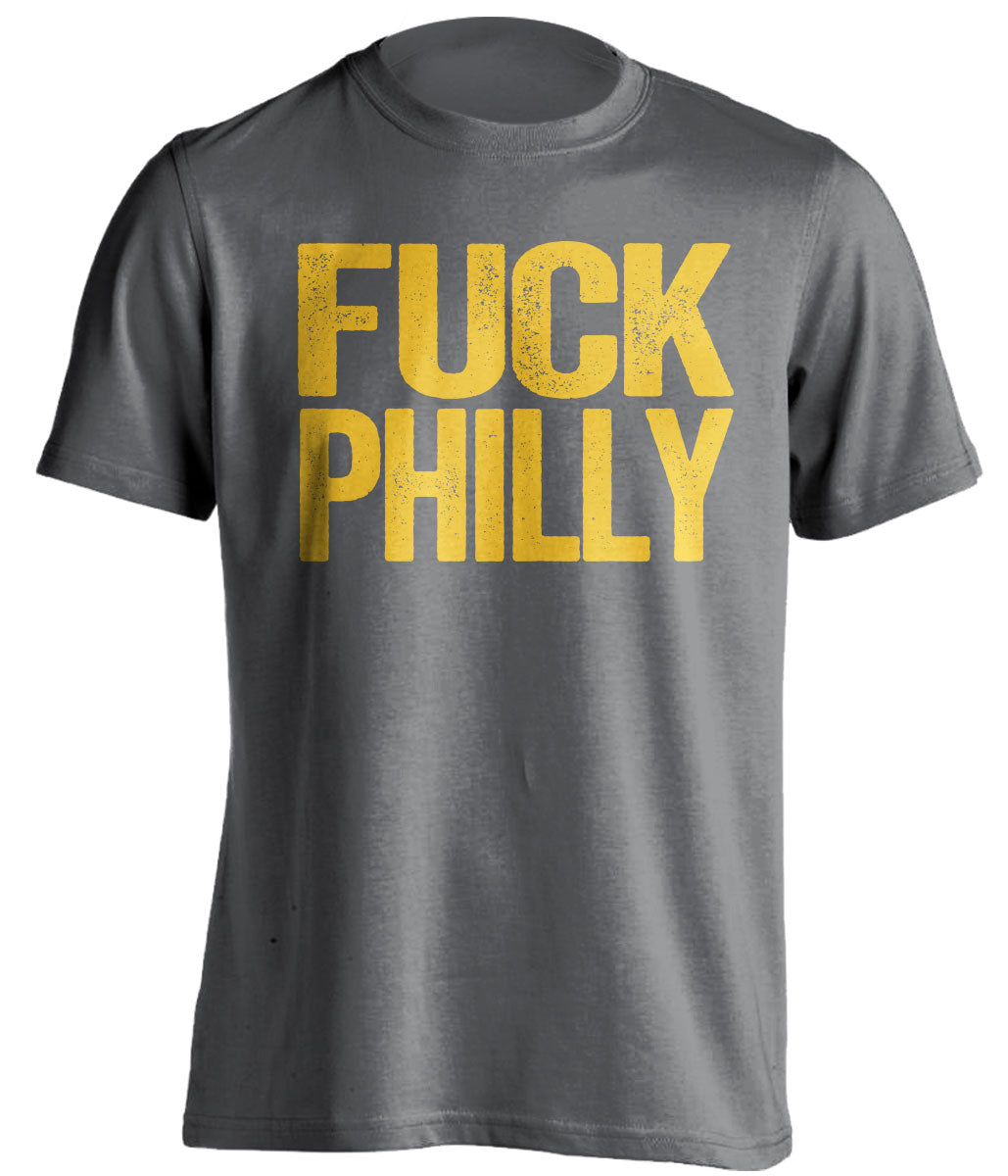 uncensored grey tshirt that says fuck philly for pittsburgh sports fans