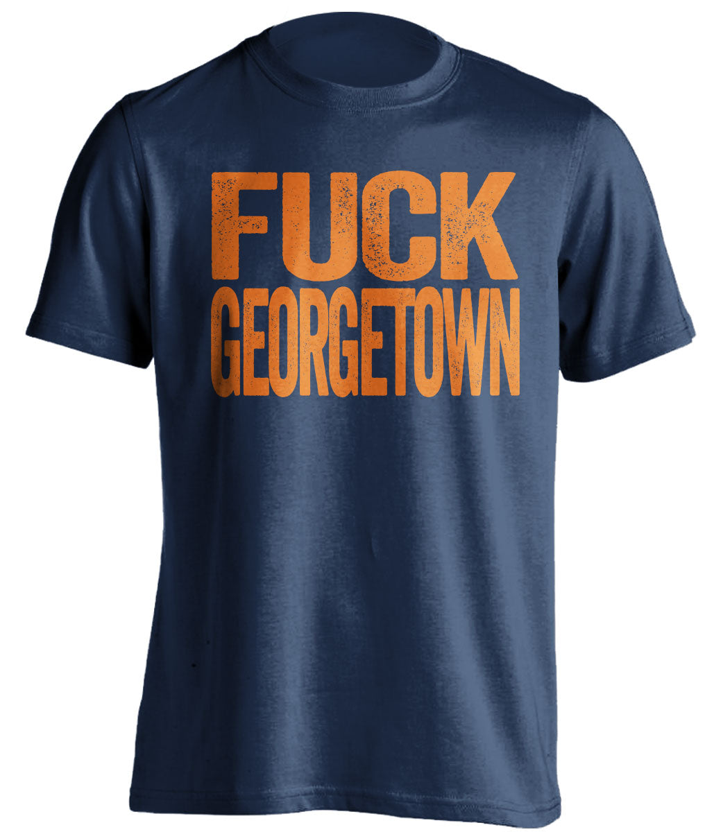 Fuck Georgetown Statement Tee Uncensored Navy Blue Shirt for Syracuse Orange Fans by Beef Shirts