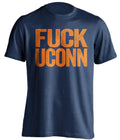 Fuck UConn Statement Tee Uncensored Navy Blue Shirt for Syracuse Orange Fans by Beef Shirts