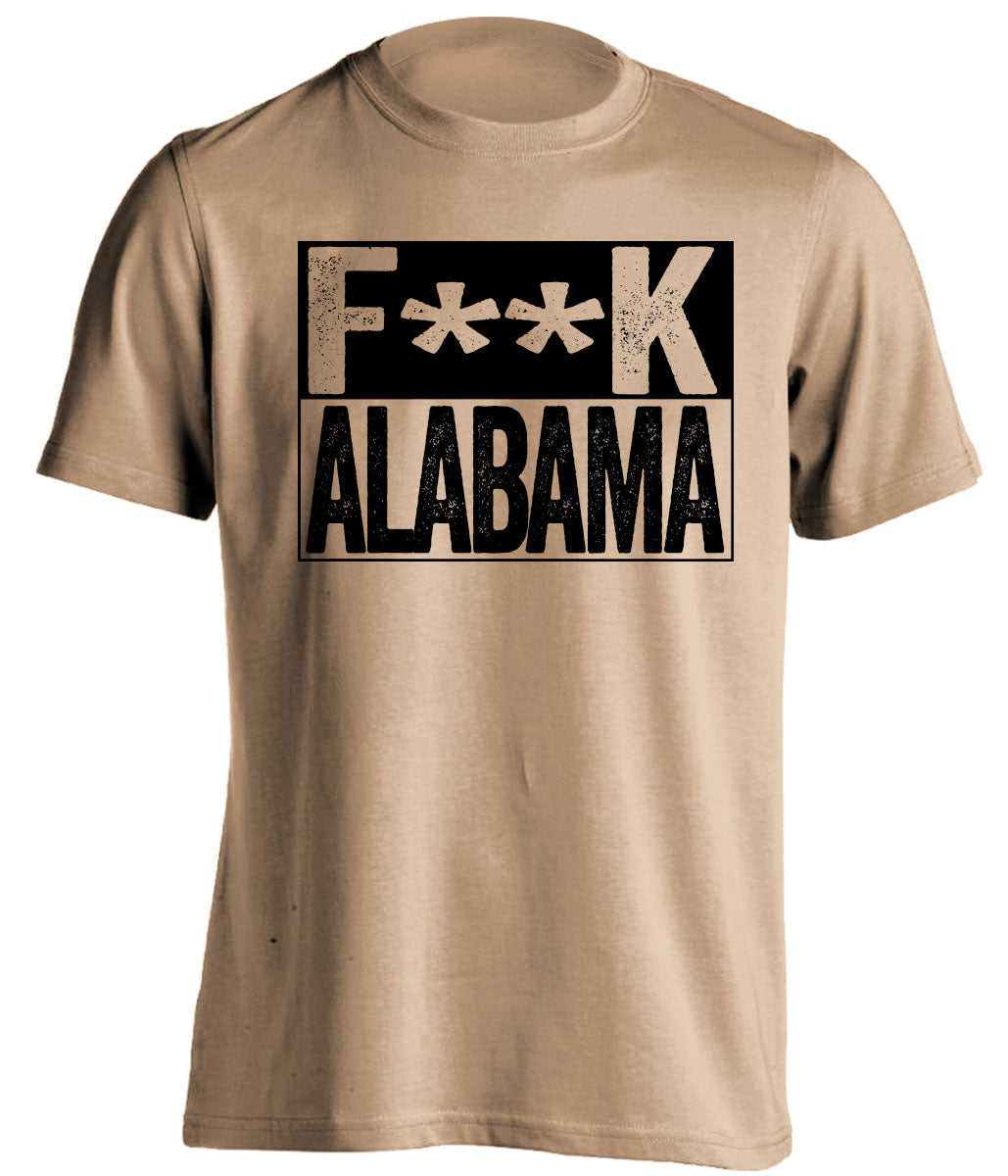 old gold shirt with fuck alabama in  text for vanderbilt commodore rivalry fans censored version