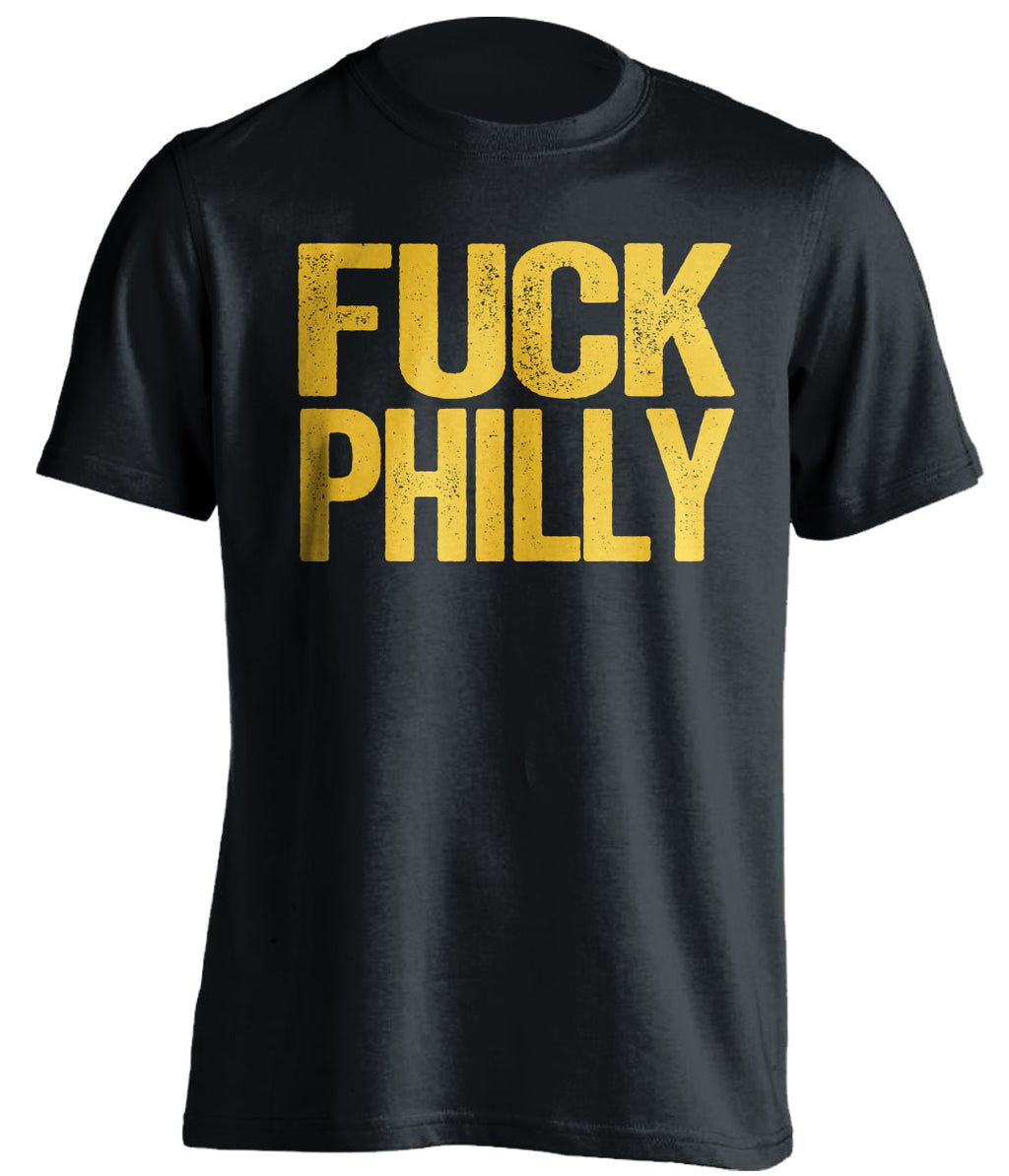uncensored black tshirt that says fuck philly for pittsburgh sports fans