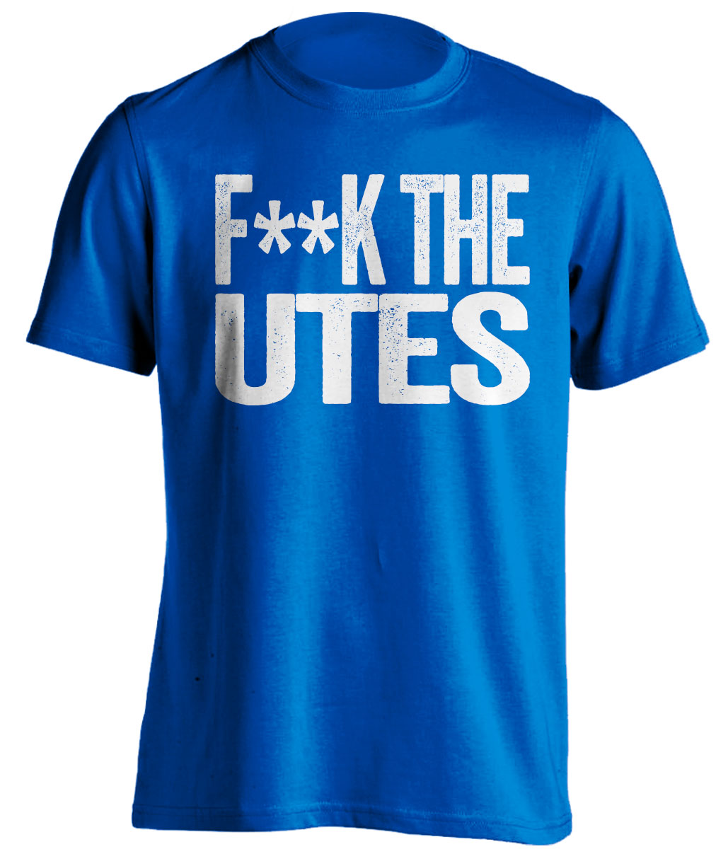 fuck the utes byu brigham cougars fan blue tshirt censored