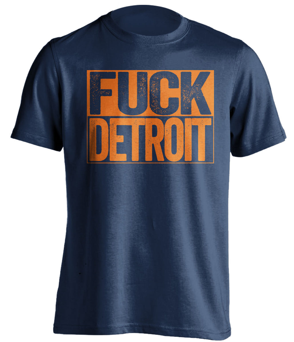 fuck detroit uncensored navy shirt for chicago bears fan gameday haters tee