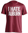 i hate auburn alabama crimson tide red tshirt