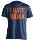 i hate bama auburn tigers blue tshirt