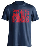 F**K THE BRONCOS New England Patriots blue TShirt
