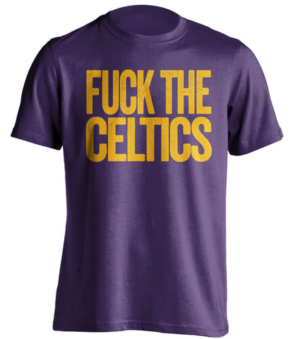 fuck the celtics la lakers purple tshirt
