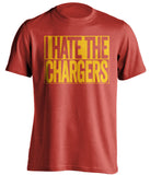 i hate the chargers kansas city chiefs red shirt